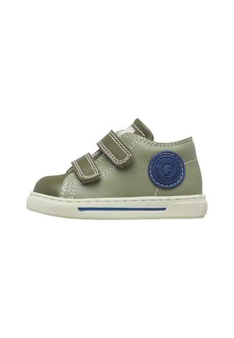 Baskets bébé garçon en cuir michael 3 Kaki-bleu+Orange-bleu 3 - vertbaudet enfant 
