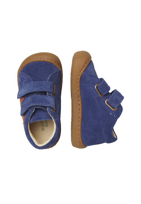 Chaussures barefoot bébé en cuir et daim sabby à scratch Bleu-orange+Cognac-gris foncé+Marron clair+Marron-vert olive 4 - vertbaudet enfant 