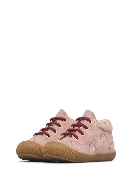 Chaussures premiers pas bébé fille en daim cocoon, broderies arc-en-ciel Rose-violet 5 - vertbaudet enfant 
