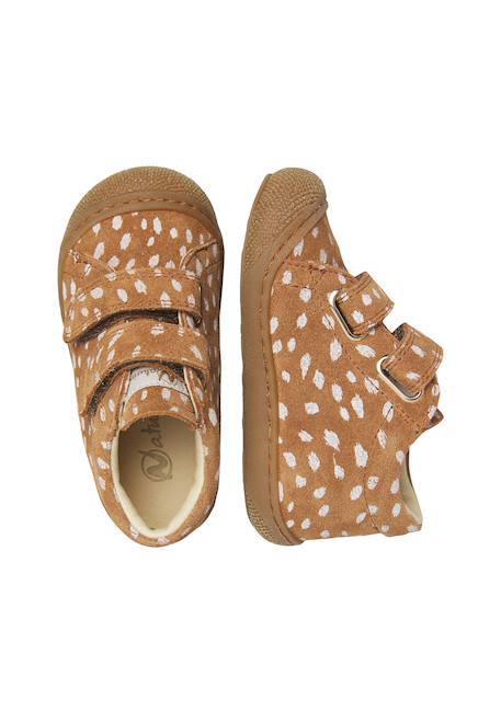 Chaussures premiers pas bébé fille en daim cocoon à scratch Noir-platine+Sable-platine 9 - vertbaudet enfant 