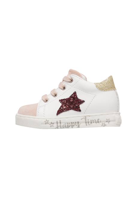 Baskets bébé en cuir et daim sasha Blanc-bleu clair+Blanc-rose 8 - vertbaudet enfant 