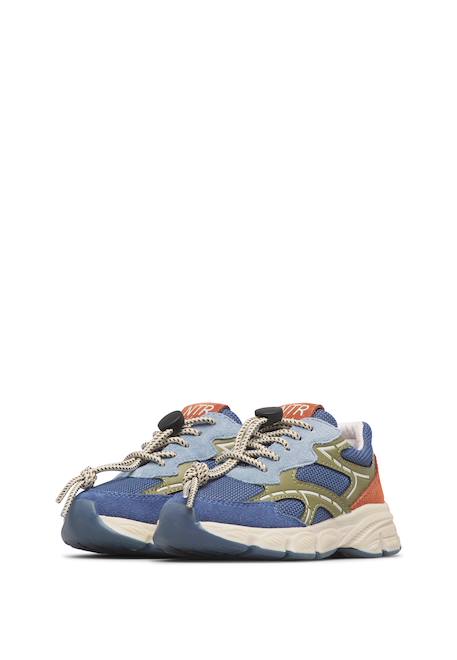 Baskets enfant en simili cuir et tissu yambe Bleu-kaki 5 - vertbaudet enfant 