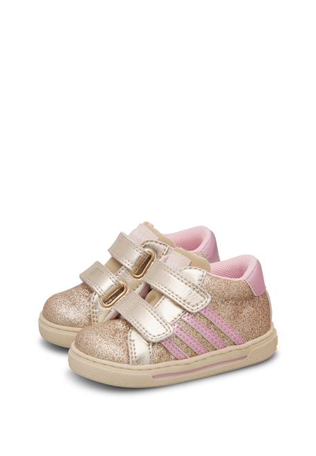 Baskets bébé fille en cuir et tissu truby à scratch Rose-platine 5 - vertbaudet enfant 