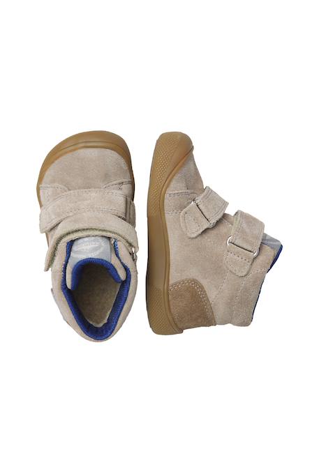 Bottines barefoot garçon en daim spinni à scratch, imperméables Gris tourterelle-marron clair+Marine-bleu 4 - vertbaudet enfant 