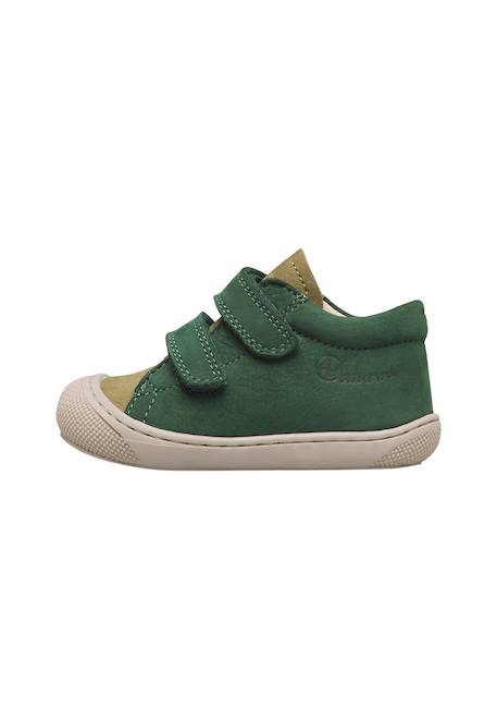 Chaussures premiers pas bébé garçon en cuir cocoon à scratch Marron-sable+Vert-kaki 8 - vertbaudet enfant 