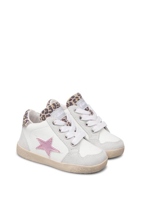 Baskets montantes bébé fille en cuir et daim alnoite high 2 Blanc-rose 2 - vertbaudet enfant 