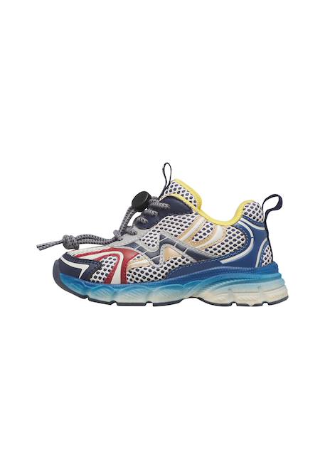 Baskets garçon en tissu synthétique wave Bleu-bleu-jaune 3 - vertbaudet enfant 