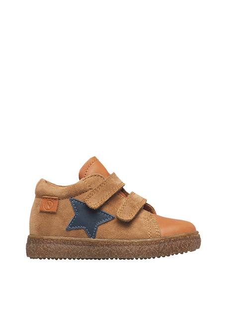 Baskets bébé en cuir et daim albus star à scratch Bleu-vert+Marron-marine 6 - vertbaudet enfant 