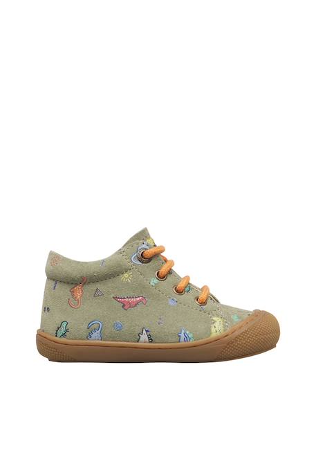 Chaussures premiers pas bébé garçon en daim cocoon Gris tourterelle-vert+Vert-orange 6 - vertbaudet enfant 