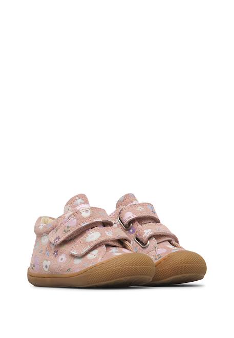 Chaussures premiers pas bébé fille en daim cocoon à scratch Gris foncé-marron+Rose-marron 7 - vertbaudet enfant 