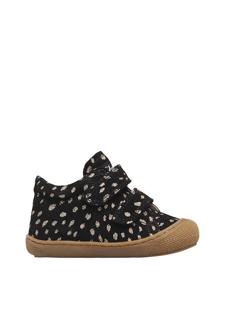 Chaussures premiers pas bébé fille en daim cocoon à scratch Noir-platine+Sable-platine 1 - vertbaudet enfant 