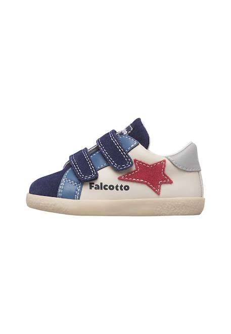 Baskets garçon en cuir et daim alnoite 2 à scratch Bleu marine-rouge 3 - vertbaudet enfant 