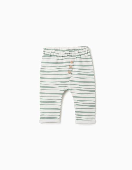 Pantalon en coton peigné à rayures Blanc 1 - vertbaudet enfant 