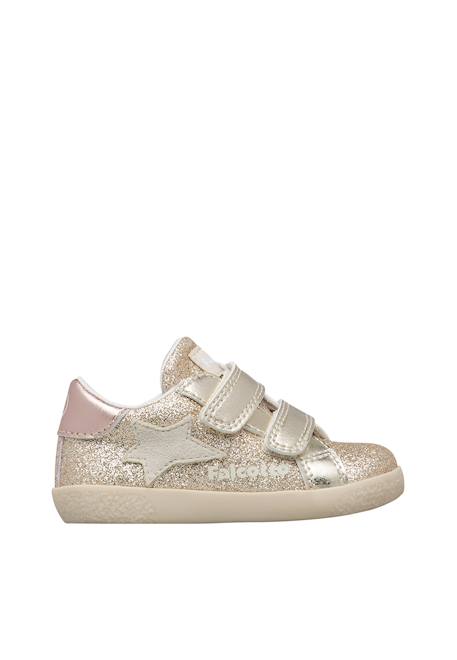 Baskets bébé fille en cuir et tissu alnoite 2 à scratch Platine-rose 1 - vertbaudet enfant 