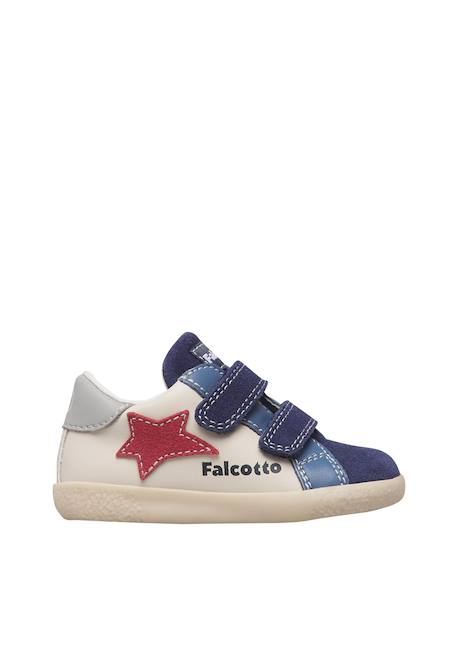 Baskets garçon en cuir et daim alnoite 2 à scratch Bleu marine-rouge 1 - vertbaudet enfant 