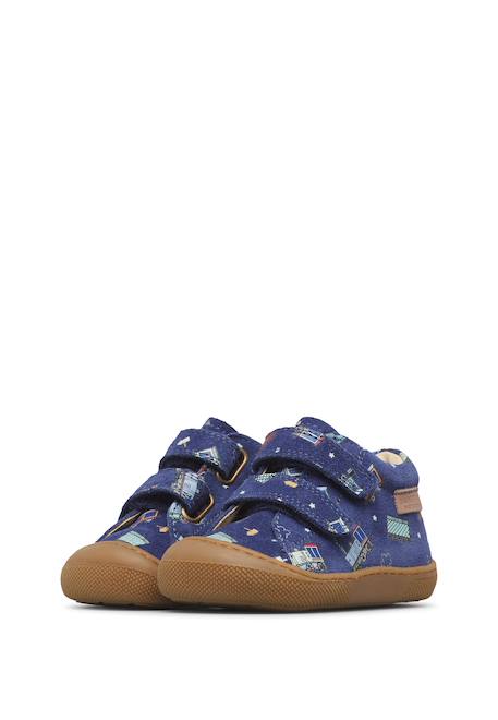 Chaussures premiers pas barefoot bébé garçon en daim amur à scratch Bleu-céleste 5 - vertbaudet enfant 