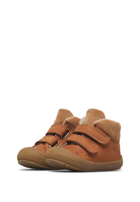 Bottines bébé en cuir et daim rabek à scratch Kaki-sable+Magnolia-violet+Marron-cognac 15 - vertbaudet enfant 