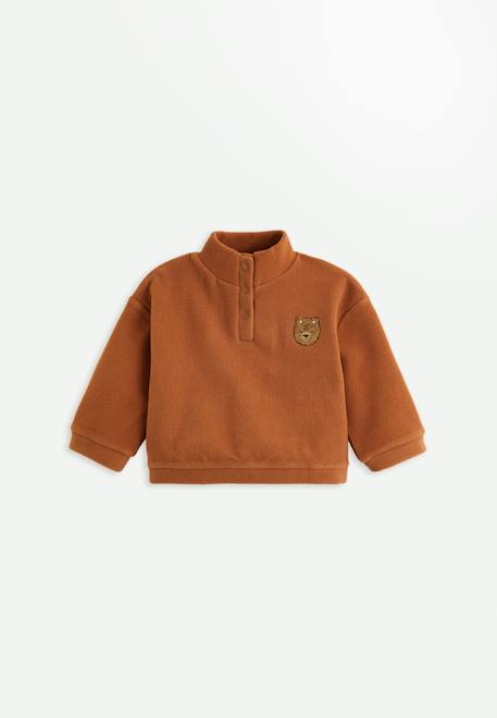 Sweat-shirt bébé en polaire moka Marron 1 - vertbaudet enfant 