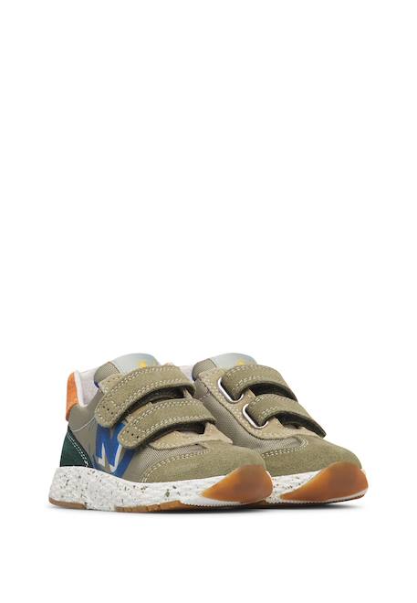 Baskets garçon en cuir et tissu jesko 2 à scratch Beige-marron-vert+Gris-blanc-orange+Kaki-vert-bleu ciel 12 - vertbaudet enfant 