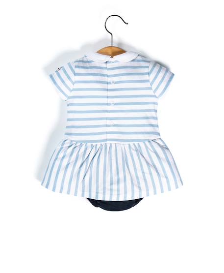 Combirobe 100% coton bébé fille Fd blanc optic raye bleu ciel 4 - vertbaudet enfant 