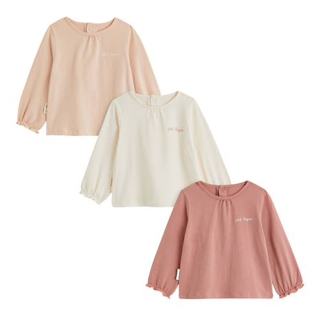 Lot de 3 t-shirts bébé manches longues Rose 2 - vertbaudet enfant 