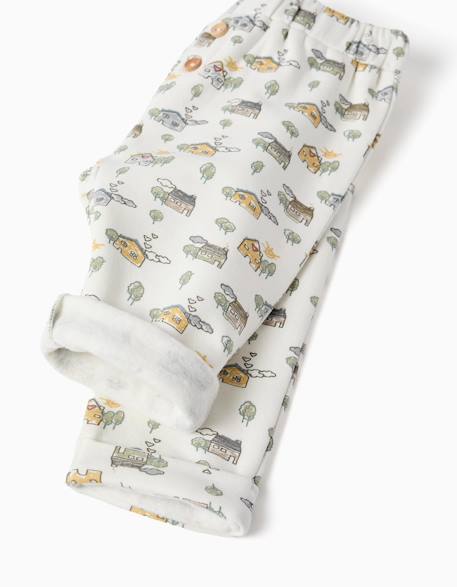 Pantalon en coton peigné avec motif maison et arbre Blanc 3 - vertbaudet enfant 