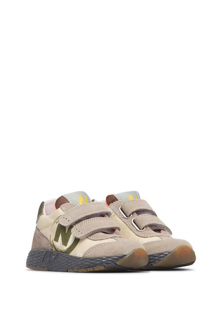 Baskets bébé garçon en cuir et tissu jesko 2 à scratch Beige-marron-vert+Gris-blanc-orange+Kaki-vert-bleu ciel 2 - vertbaudet enfant 