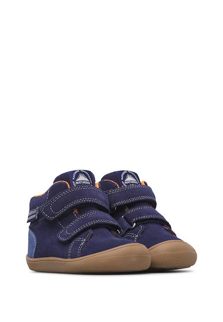 Bottines barefoot garçon en daim spinni à scratch, imperméables Gris tourterelle-marron clair+Marine-bleu 7 - vertbaudet enfant 