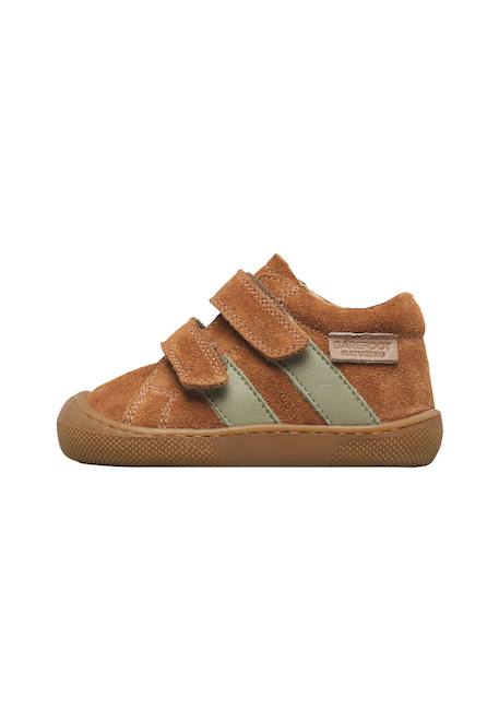 Chaussures barefoot bébé en cuir et daim sabby à scratch Bleu-orange+Cognac-gris foncé+Marron clair+Marron-vert olive 18 - vertbaudet enfant 