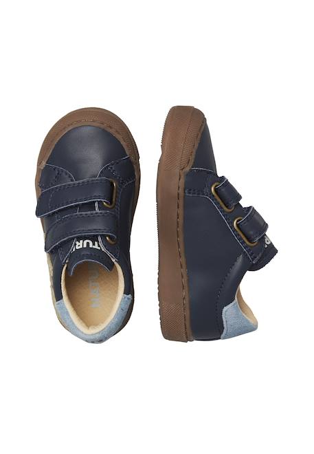 Baskets garçon en cuir singery à scratch Bleu-bleu ciel-marron 4 - vertbaudet enfant 