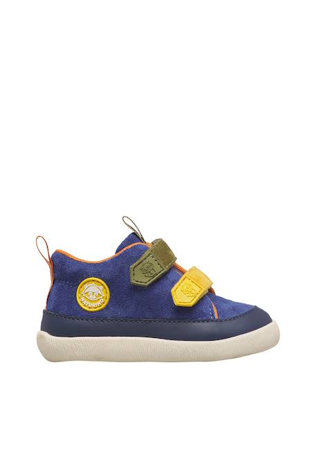 Baskets montantes bébé en simili cuir et synthétique yompy high à scratch Marine-vert+Pourpre foncé-rose 1 - vertbaudet enfant 