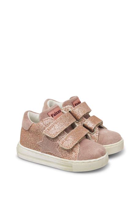 Baskets bébé fille en daim et tissu sasha à scratch Rose poudré 2 - vertbaudet enfant 