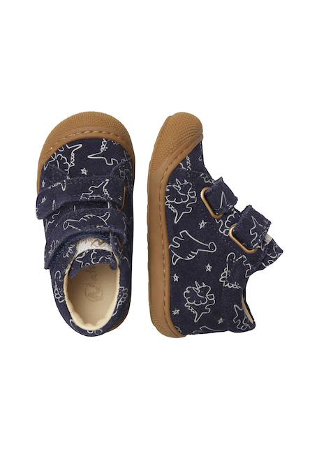 Chaussures premiers pas bébé garçon en daim cocoon à scratch Marine-marron+Marron-cognac 4 - vertbaudet enfant 