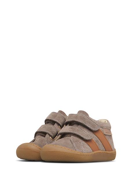 Chaussures barefoot enfant en cuir et daim sabby à scratch Bleu-orange+Cognac-gris foncé+Marron clair+Marron-vert olive 10 - vertbaudet enfant 