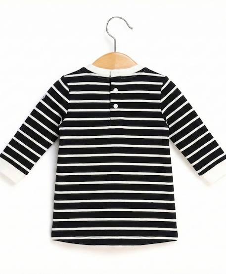 Robe manches longues 100% coton bébé fille Fond naturel raye marine 3 - vertbaudet enfant 