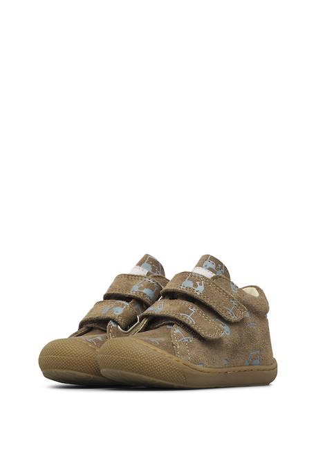 Chaussures premiers pas bébé garçon en daim cocoon à scratch Marron-vert olive 5 - vertbaudet enfant 