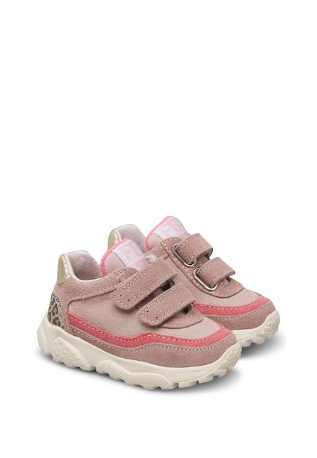 Baskets bébé fille en daim amantea 2 à scratch Rose-platine 2 - vertbaudet enfant 