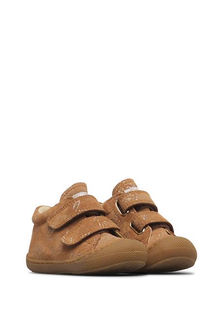 Chaussures premiers pas bébé fille en daim cocoon à scratch Marron-platine 2 - vertbaudet enfant 