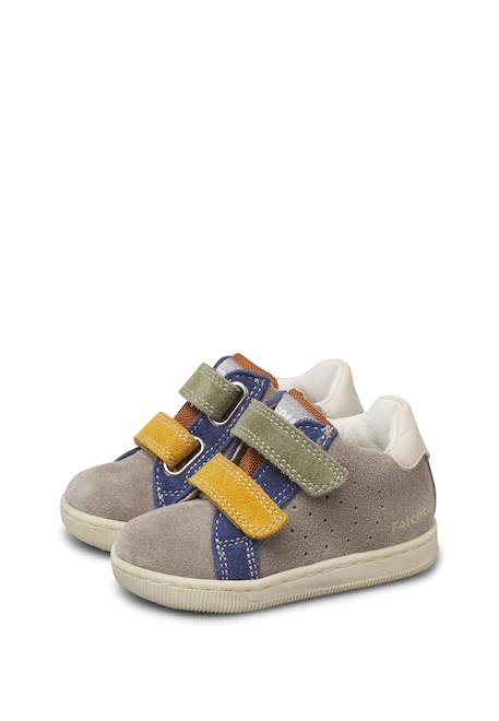 Baskets bébé garçon en cuir et daim kiner à scratch Gris-bleu-vert 5 - vertbaudet enfant 