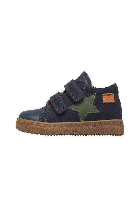 Baskets enfant en cuir et daim albus star à scratch Bleu-vert+Marron-marine 3 - vertbaudet enfant 