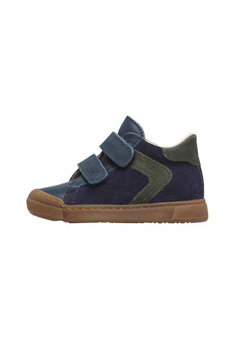 Baskets bébé garçon en cuir et daim heist à double scratch Marine-vert 3 - vertbaudet enfant 
