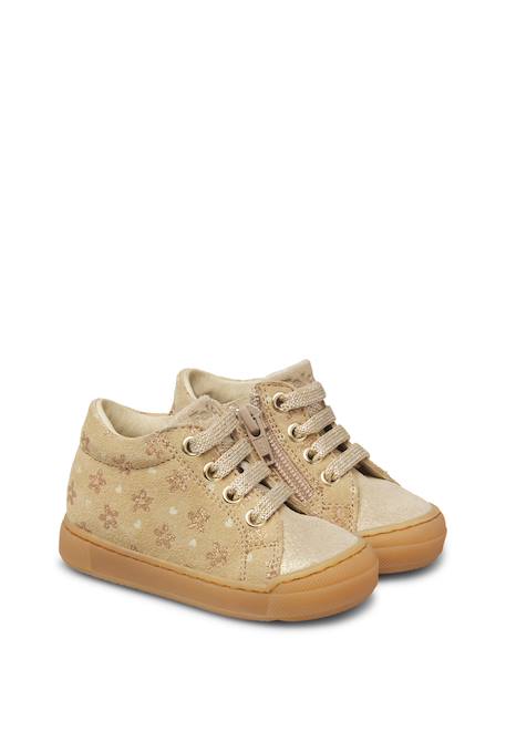 Baskets bébé fille en daim snopes à zip Beige-platine 2 - vertbaudet enfant 