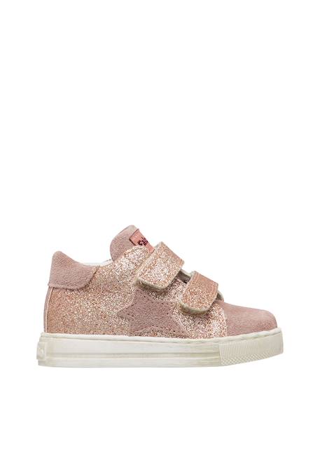 Baskets bébé fille en daim et tissu sasha à scratch Rose poudré 1 - vertbaudet enfant 