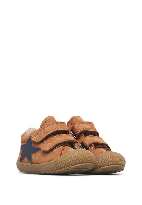Chaussures premiers pas bébé en cuir kolde 2 à scratch Marron-marine+Rose-bleu 2 - vertbaudet enfant 