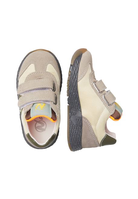 Baskets garçon en cuir et tissu jesko 2 à scratch Beige-marron-vert+Gris-blanc-orange+Kaki-vert-bleu ciel 4 - vertbaudet enfant 