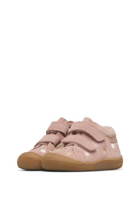 Chaussures barefoot fille en daim amur à scratch, broderies champignons Rose-rose clair 5 - vertbaudet enfant 