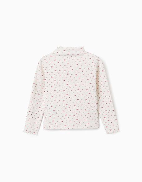 T-shirt à manches longues côtelé avec motif floral Blanc 2 - vertbaudet enfant 
