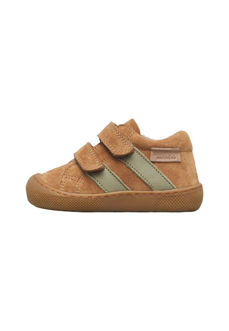 Chaussures barefoot enfant en cuir et daim sabby à scratch Cognac-gris foncé+Marron-vert olive+Rose poudré-rose 8 - vertbaudet enfant 