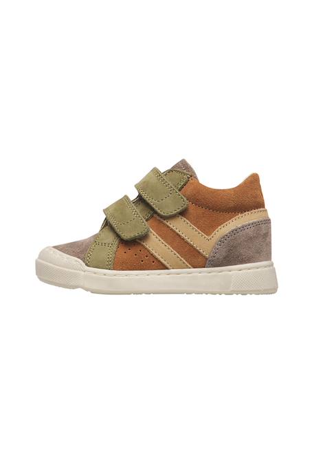 Baskets montantes bébé garçon en cuir et daim zylka high à scratch Gris-marron-beige 3 - vertbaudet enfant 