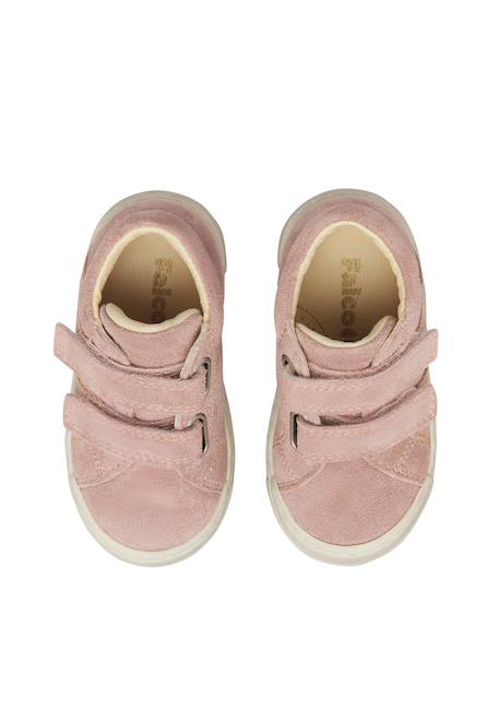 Baskets bébé fille en daim gazer à scratch Rose poudré-blanc 4 - vertbaudet enfant 